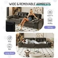 thumbnail image 3 of 104.7'' Oversized Modern Loveseat, Luxury Chenille Couch, Deep Seat Modular Sectional Sofa, Removable Armrests, Tufted Back, Gold Legs, 4-Seater Couches for Living Room, Apartment, Dark Grey, 3 of 9