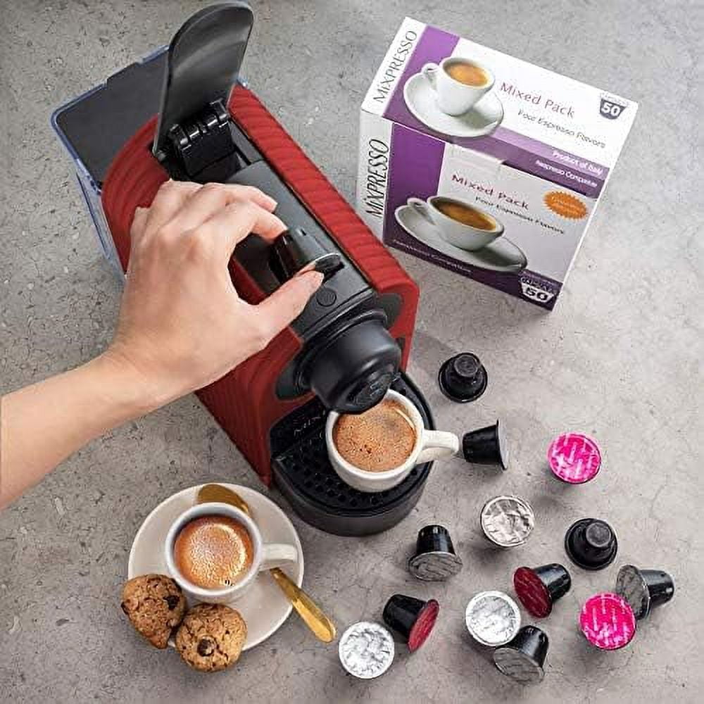 Mixpresso Máquina de café expreso para cápsulas compatibles con Nespresso,  cafetera de una sola porción programable para cápsulas de espresso, bomba