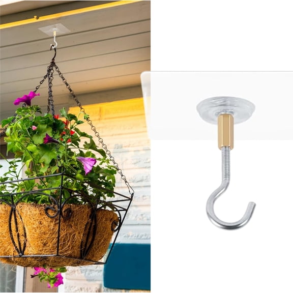 Bisitoy Clear Adhesive Hooks for Ceiling Hanging Plants Wind Chimes Transparent Wall Hooks