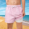 thumbnail image 4 of Kiijoy Boys Plaid Compression Liner Swim Trunks Quick Dry Beach Board Shorts, Sizes 5-6, 4 of 4