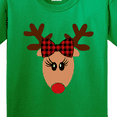 thumbnail image 4 of Inktastic Cute Girl Reindeer with Buffalo Plaid Bow Youth T-Shirt, 4 of 5