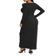 thumbnail image 3 of EIMELI Robe Longue Élégante à Manches Longues Moulante Sexy pour Femmes Robe de Soirée Décolletée Violette TG, 3 of 7
