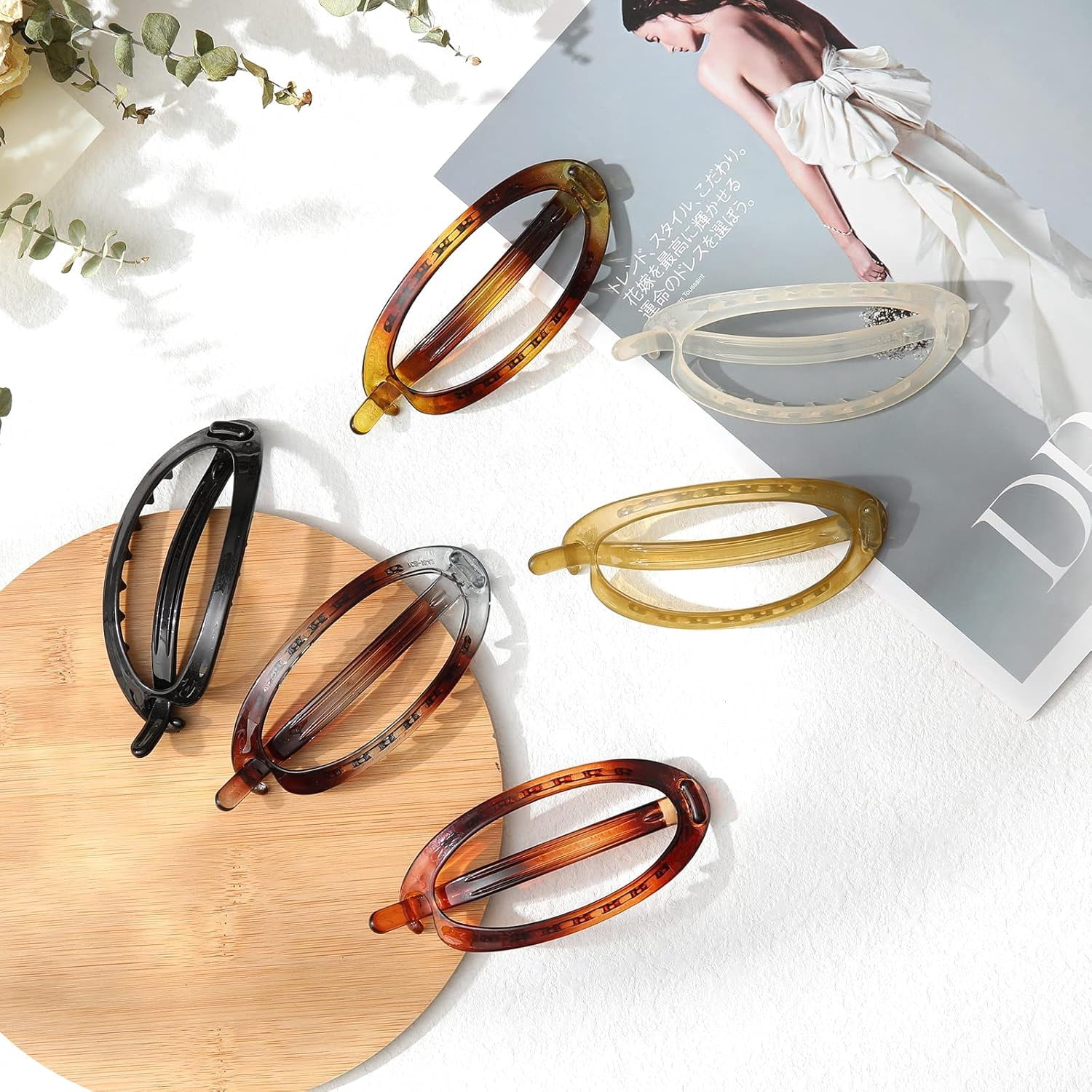 French Concord Hair Clips Claw - 6Pcs Side Slid Flat Hair Clips for Volume Strong Hold No Slip Grip Hair Claw Clips for Women Girls Thick Thin Hair (Tortoiseshell(Small,3.35 inches))