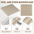 thumbnail image 4 of Uxcell 10 piezas de azulejos autoadhesivos para salpicaduras 11.8"x11.8" PVC pared textura de madera gruesa autoadhesiva impermeable para cocina, baño, dormitorio, beige, 4 of 7