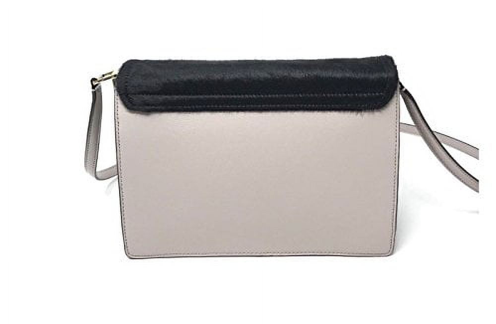 Kate Spade New York SAYRA Hyde Place Leather/Calf Hair Crossbody Bag Messenger, Mousse Frost/Black