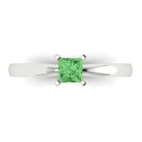 0.5 ct Princess Cut Simulated Green Diamond Solitaire 18K White Gold Womens Engagement Ring