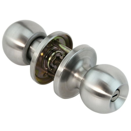 Plymouth Knob Set Privacy Lock - 10 pcs Sliver 201 Stainless Steel Brushed Round Ball Privacy Door Knob Set Handle Lock for Bathroom