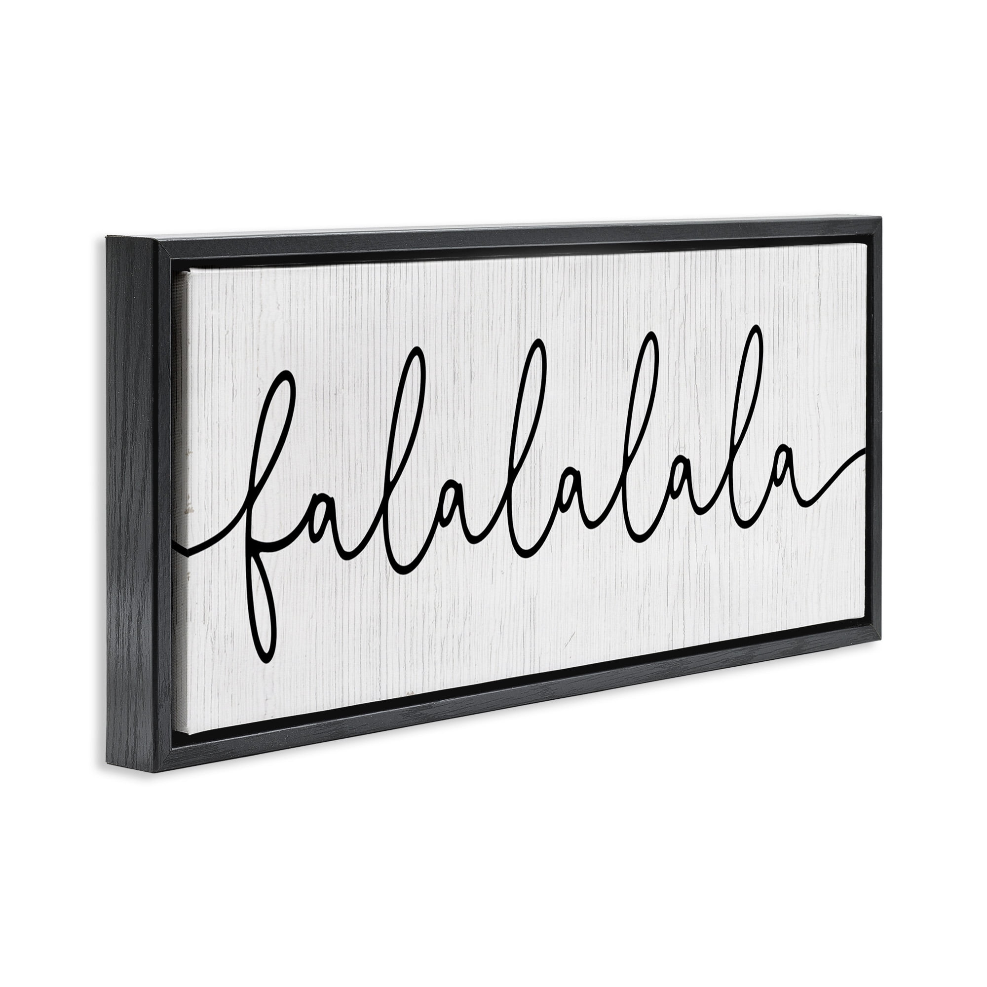 Stupell Industries Falalalala Minimal Holiday Phrase Holiday Painting Black Floater Framed Canvas Art Print Wall Art, 31 x 14