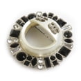 thumbnail image 2 of Pre-Owned CHANEL Coco Mark Metal Brooch with Rhinestones in Silver and Black, Women's, Free..., 2 of 8
