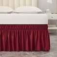 thumbnail image 2 of UniVerse Wrap Around Bed Skirt Three Fabric Sides Elastic Dust Ruffled 14 Inch Tailored Drop,Easy to Install Fade Resistant-Burgundy, Twin/Full, 2 of 12
