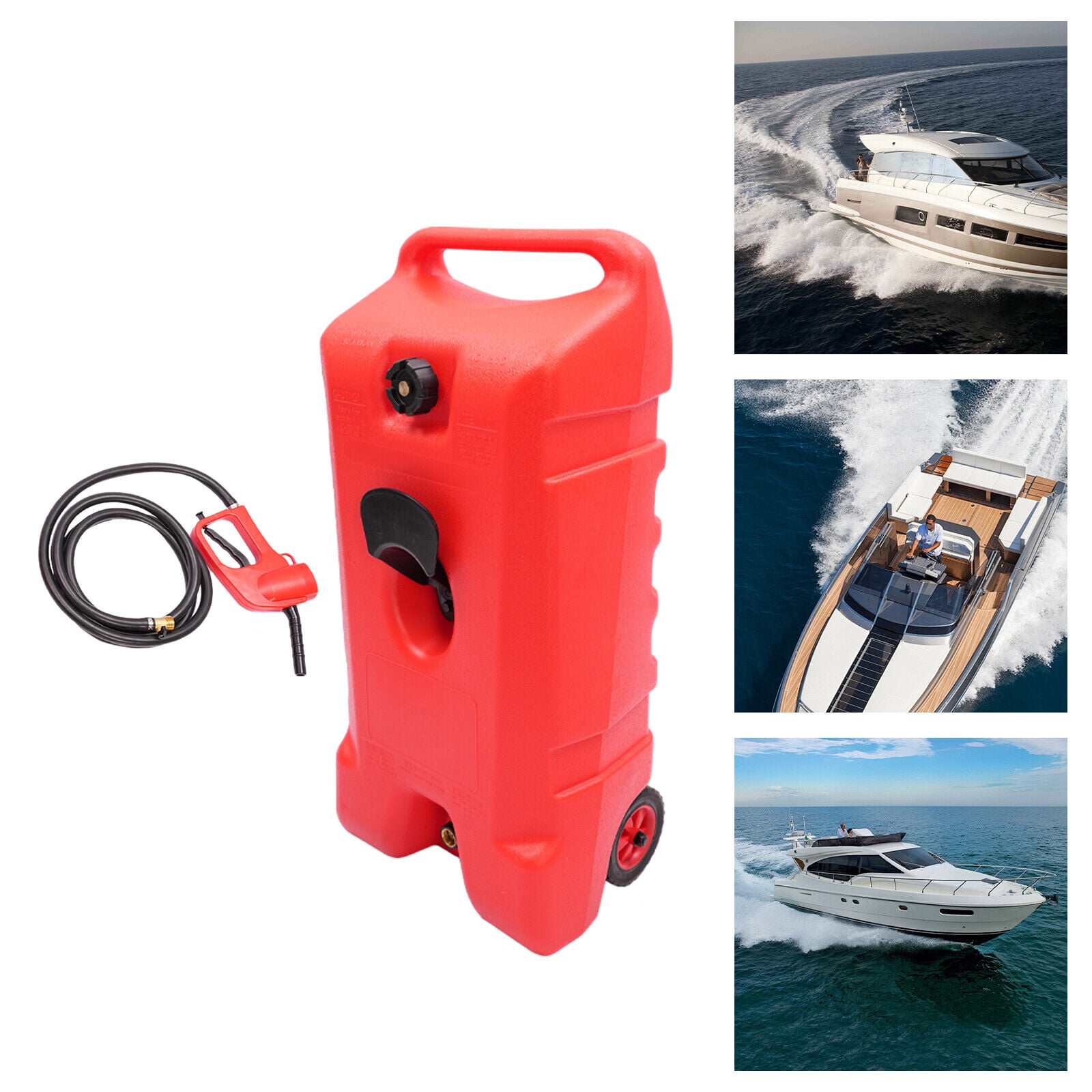 75L (19.8Gal) Marine Fuel Tank - Portable Red HDPE Gasoline Storage with 9.8ft Fuel Gun for Boats & Small Engines
