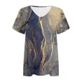 thumbnail image 4 of Fiudx Ofertas Del Día Camisetas Holgadas de Manga Corta con Cuello En V Informales con Estampado de Moda para Mujer, 4 of 5