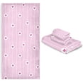 thumbnail image 6 of GZHJMY Bath Towel Sets for Bathroom Hand Towels Fingertip Towels Red Love Heart on Pink Stripes 3 Piece Decorative Soft Cotton Absorbent, 6 of 6