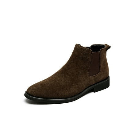 

Harsuny Mens Chelsea Boots Pointed Toe Dress Boot Elastic Ankle Booties Office Comfortable Casual Slip On Brown 8.5