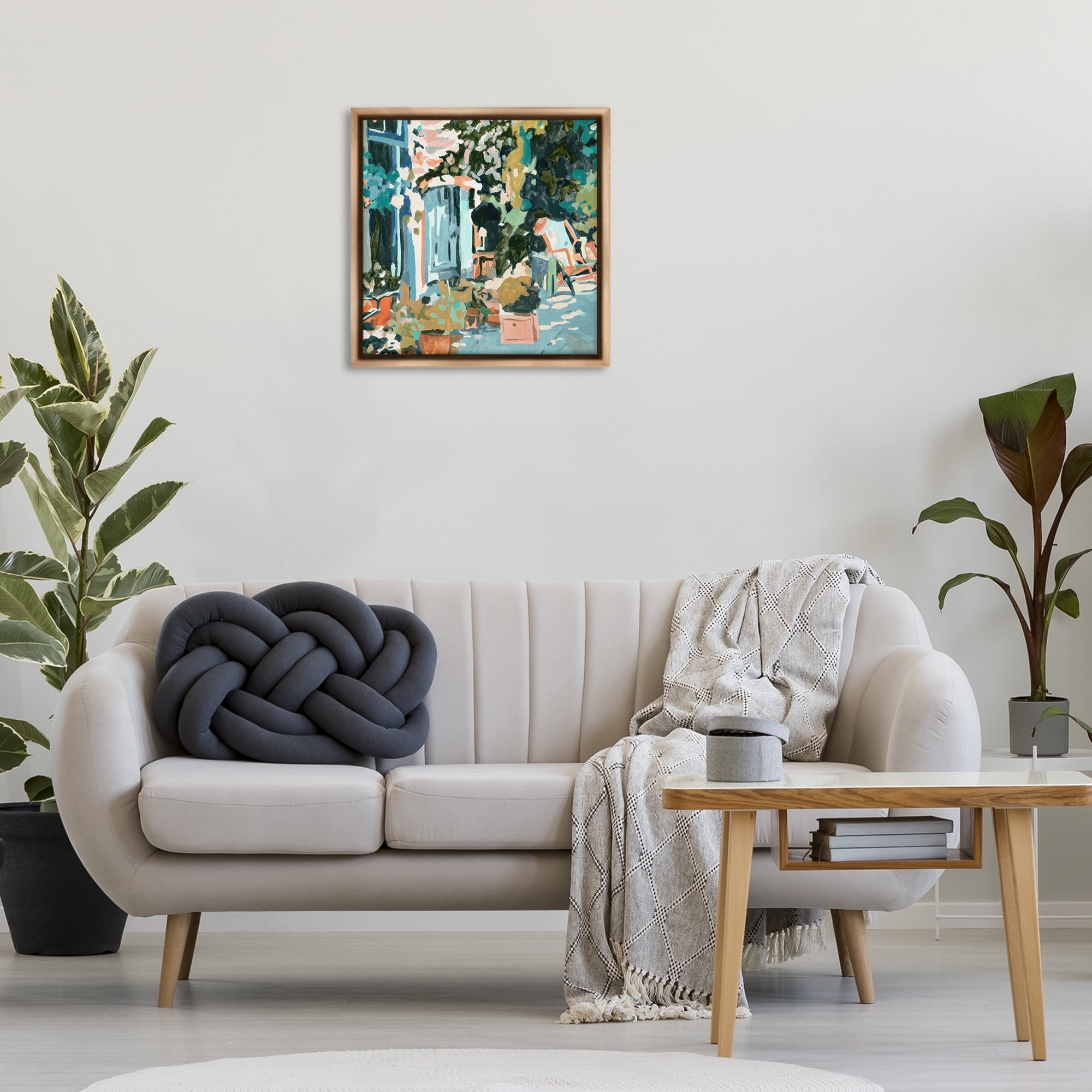 Stupell Industries Abstract Cityscape Architecture Scenic & Cityscapes Painting Brown Floater Framed Canvas Art Print Wall Art, 25 x 25