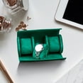 thumbnail image 7 of Segolike 3 Slots Watches Case Portable PU Luxury Retro Watches Organizer Wristwatch Display for Bracelet Trip Men Women , Green, 7.87x3.94x2.76inch StyleC-Green, 7 of 7