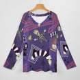 thumbnail image 3 of Beetlejuice Womens T Shirts V Neck Long Sleeve Tops Causal Loose Summer T-Shirts 4XL, 3 of 7