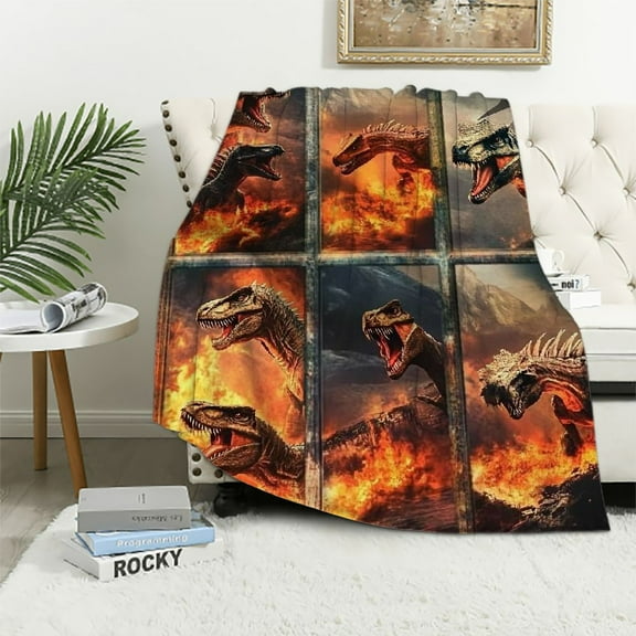 BCIIG Dinosaur Throw Blanket, Cool Dinosaur Themed Throw Blankets, Soft Nap Throw Blanket for Home Kids Girls Boys Adults Women Men Dinosaurs Gifts 40x50in
