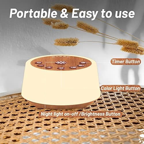 Sound Machines with 10 Colors Night Light 25 Soothing Sounds and Sleep White Noise Machine 32 Volume Levels 5 Timers Adjustable Brightness Memory Function for Adult Kid Baby