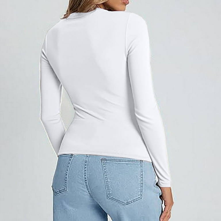 Dyfzdhu Long Sleeve T-shirt For Women Long Sleeved Round Neck Slim