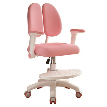 AQSQ Upgraded Children Desk Chair with 360 Degree Wheels, Height Depth Adjustable Kids Computer Chair, Cute Children Study Chair for Home, School and Library (Pink)