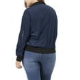 thumbnail image 3 of Unique Bargains Women's Plus Size Zipper Trim Outerwear Bomber Jacket, 3 of 7