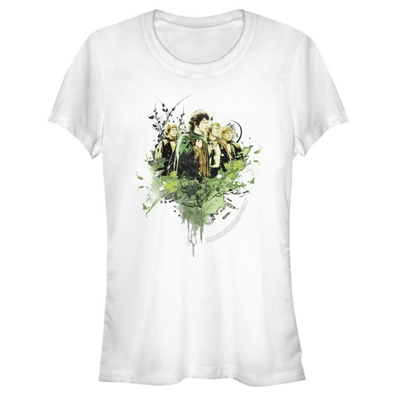 Junior's The Lord of the Rings Fellowship of the Ring Hobbit Paint Splatter Graphic Tee White X Large