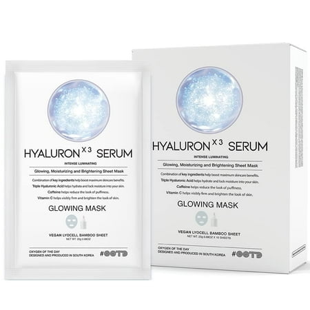 #Ootd Triple Hyaluron Hydrating Mask For Dry And Sensitive Skin Anti Aging Tightening And Moisturizing Korean Vegan Beauty Hyaluronic Acid Caffeine Vitamin C 10Ea
