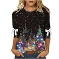 thumbnail image 2 of Elvqul Tops for Women Plus Size 3/4 Sleeve T Shirts Printed Christmas Fashion Black Pullover Womens Blouses Crewneck, 2 of 5