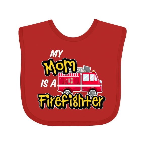 Inktastic My Mom is a Firefighter with Fire Truck Boys or Girls Baby Bib