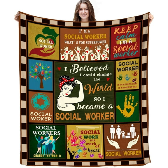 Social Worker Gifts for Women, Social Worker Throw Blanket Social Workers Practitioner Appreciation Graduation Gifts Social Worker Gift for Office Decor