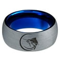 thumbnail image 2 of Tungsten Marlin Marlins Sea Animal Creature Fish Band Ring 8mm Men Women Comfort Fit Blue Dome Brushed Gray Polished, 2 of 4