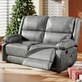 thumbnail image 2 of AECOJOY Reclining Loveseat with Heat&Massage Function, Double Recliner Recliner Loveseat Wall Hugger Loveseat 2-Seater Manual Control Faux Leather RV Couch, Home Theater Seating, Gray, 2 of 10