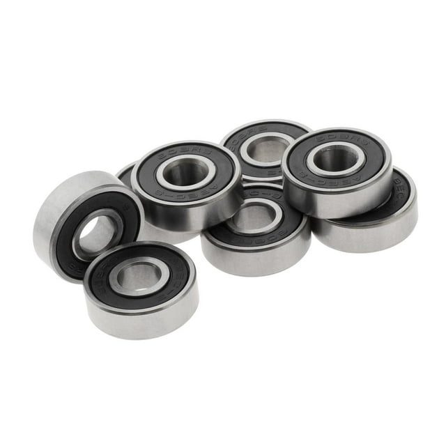 8pcs Premium Skateboard Beas, 608 ABEC- Bea, Pro Longboard Wheels Black