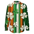 thumbnail image 4 of Women's Casual Satin Silk Fun Green St. Patrick's Day Print Long Sleeve T-Shirt Soft Shirt with soft texture, decorated with green St. Patrick's Day themed print, preferred for holiday wear, 4 of 5