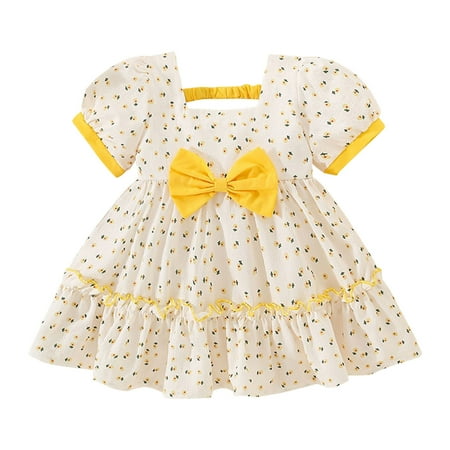 

WuLIQna Girls Dresses Down Sleeve A-Line Casual Tiered Swing Dresses Girls Summer Dress 2024 New Children s Dress Summer Princess Dress Little Girl Skirt Short Sleeves