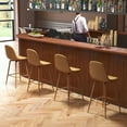 thumbnail image 1 of Homy Casa Set of 4 Swivel 26 inch Bar Stools with Footrest Upholstered Seats for Kitchen Dining Home Bar, Brown PU, 1 of 10