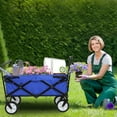 thumbnail image 3 of CL.HPAHKL Wagons Carts Foldable, Collapsible Wagon Garden Cart Heavy Duty Utility with Wheels, Folding Beach Wagon Grocery Wagon for Camping Garden Shopping Sports Outdoor Use, Blue, 3 of 7