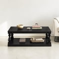thumbnail image 2 of GZXS 2-Tier Coffee Table, Retro Coffee Table with Vintage Vase Column Solid Pine Legs, 350 lbs Capacity, for Living Room/Lounge Area, Black, 2 of 9