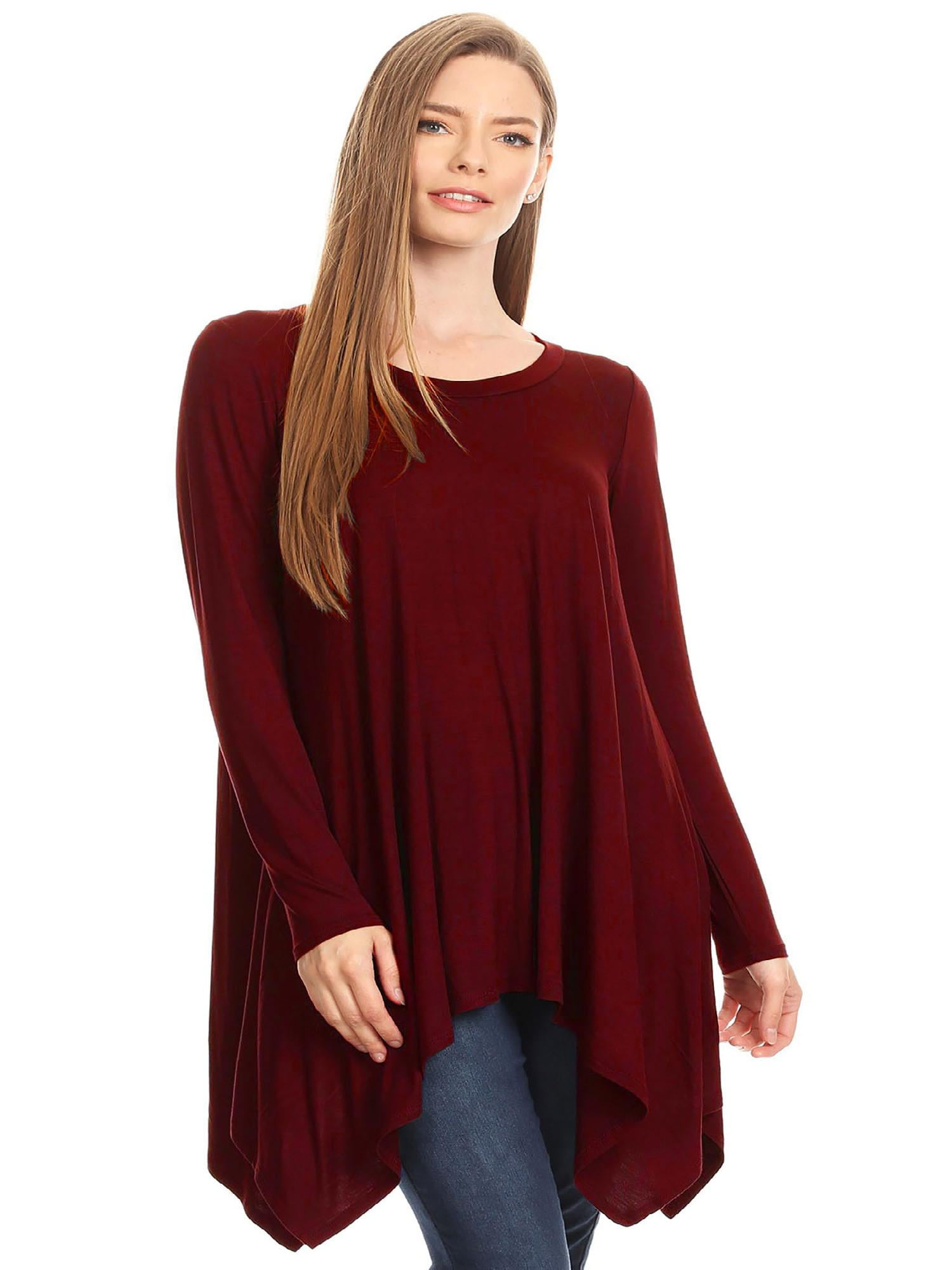 Women's Casual Long Sleeve Loose fit Tunic Top Dress with Plus Size ...