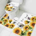 thumbnail image 3 of Sunflower Bee Bath Mat 3 Piece Bathroom Rug Set, Vintage Yellow Floral Farmhouse Watercolor Non Slip Bath Rug Contour Mat and Toilet Lid Cover, Absorbent Shower Mats Soft Bath Rugs and Mats Sets, 3 of 8