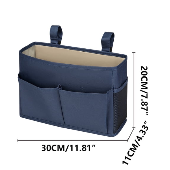 HBBKVI Large Capacity Hanging Bedside Storage Organizer with Multiple Pockets, 12x4.3x7.9in, Waterproof Polyester, for Dorm Upper Bunk, Bedside Table, Phone Hanging