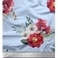 thumbnail image 1 of Soimoi Blue Poly Georgette Fabric Peony & Anemone Floral Print Print Sewing Fabric By the Yard 52 Inch Wide, 1 of 3