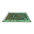 thumbnail image 2 of Ahgly Company Machine Washable Indoor Round Oriental Turquoise Blue Traditional Area Rugs, 7' Round, 2 of 4