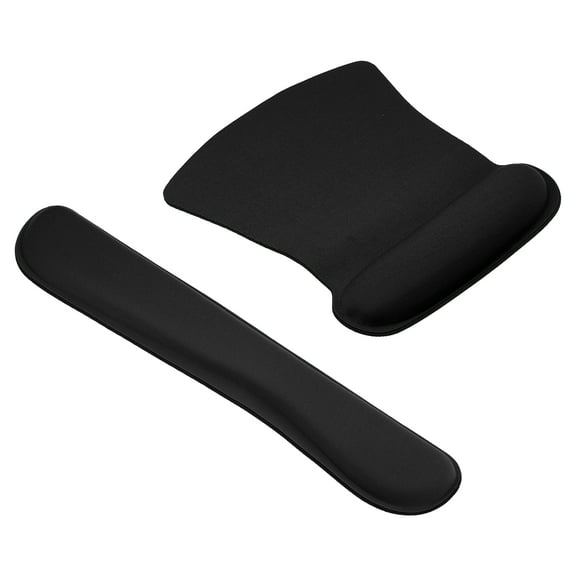 Uxcell Keyboard Wrist Pad Mouse Wrist Rest Ergonomic Wrist Support Comfortable Memory Foam Style 2, Black 1 Set