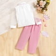 thumbnail image 4 of Ugoldhm Little Girls Fashion Suit Set Mesh Sleeve T Shirt, Pink Tie and Pleated Pant Cute Dressy Clothes, 4 of 8