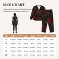 thumbnail image 3 of KLL Roses Print Women's Long Sleeve Pajamas with Pants Sleepwear Loungewear 2 Set-Large, 3 of 7