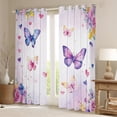 thumbnail image 2 of Manfei Girly Purple Butterfly Curtains Pack of 2 (42x84 Each) for Girls, Romantic Rose Flower Curtains Blackout, Cute Cartoon Animal Bedroom Curtains, Window Curtains Decor, 2 of 6