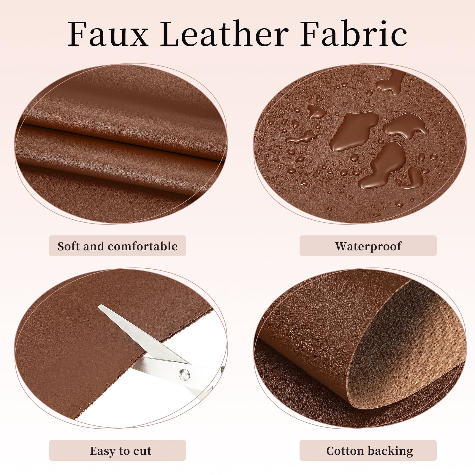 Uxcell Marine Vinyl Fabric, 54 Inch 1 Yard Upholstery Faux Leather Soft Waterproof Sheets Fabric for Crafts DIY Sewings Sofa Wallets Handbag Car, Brown