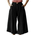thumbnail image 3 of QATAINLAV Womens Wide Leg Linen Pants 2025 Summer Beach Flowy Palazzo Pants Casual Loose Lightweight Trousers with Pockets Black XL Ofertas Relampago de Hoy, 3 of 9
